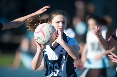 Student playing netball