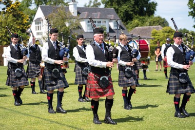 Pipe Band performing at Strowan Gathering.