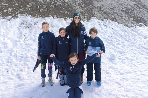 Year 6 teacher, Lori Haisty, with (from left) Isabella Greer (Year 6), Alessandria Greer  (Year 4), Francesca Greer (Year 3) and Luke Russell (Year 5).